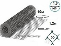  Оцинкованная сетка Рабица 55х55х1,8мм рулон 1,5мх10м 